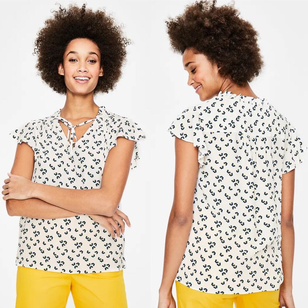 Boden Angelica Top Womens sz UK 10 US 6 Ruffle Tie Neck Blouse - Picture 16 of 16